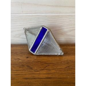 Stained Glass Cobalt Hexahedron Suncatcher // Stained Glass Ornament